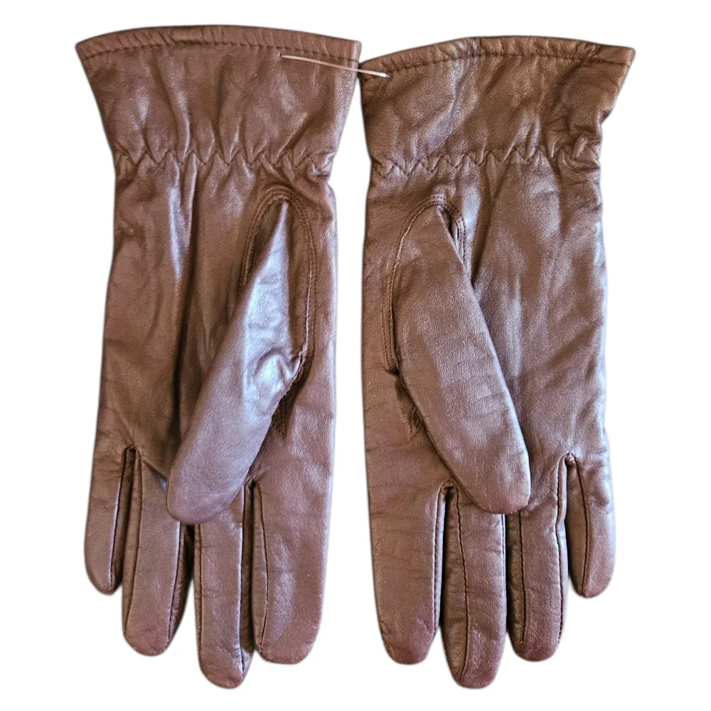 Women's Chocolate Brown Leather Thinsulate Insulation Gloves Size M